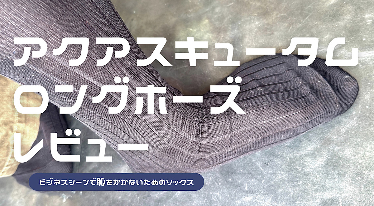 アクアスキュータムのロングホーズをレビューした記事のアイキャッチ