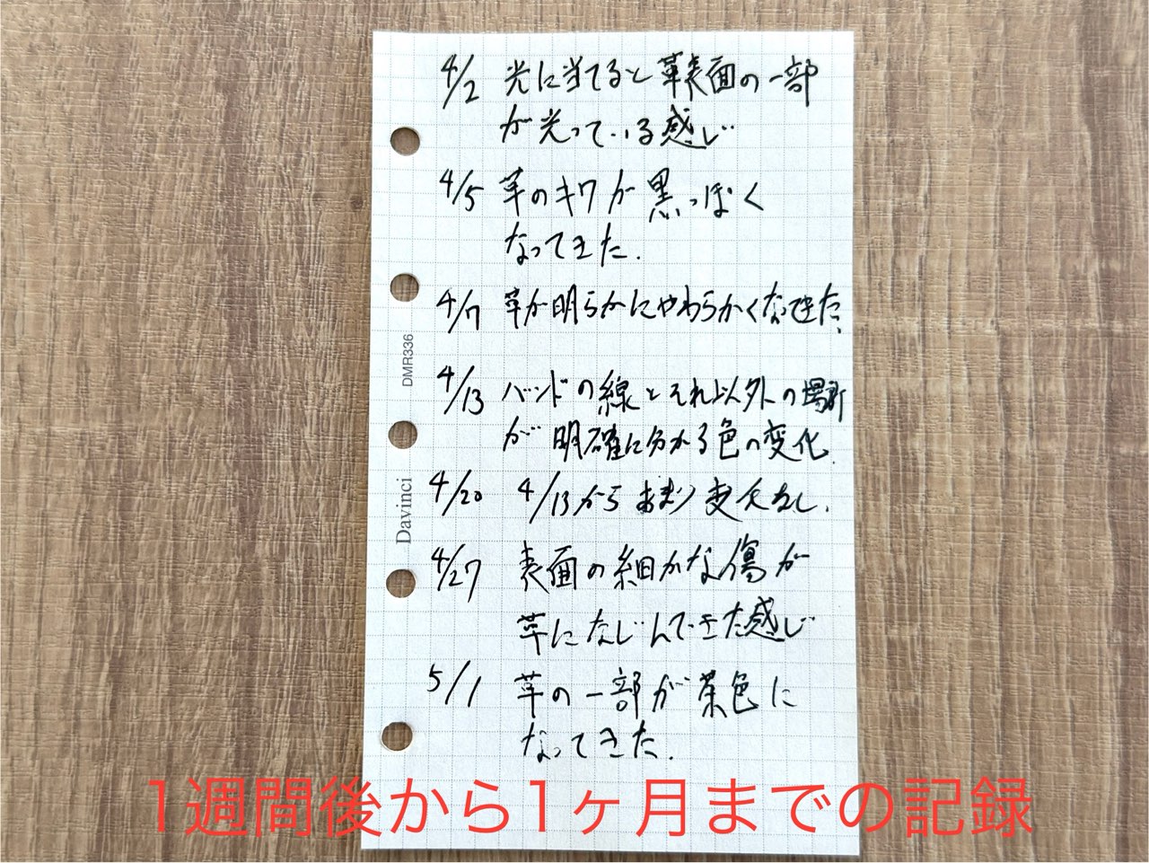 購入後1週間後から1か月後までのプエブロのエイジング記録