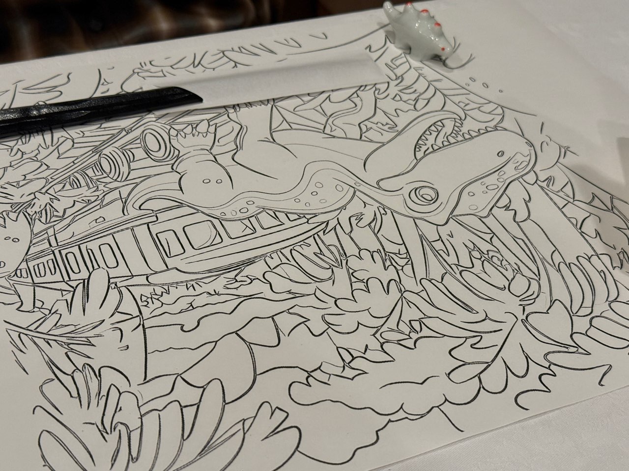 恐竜の塗り絵ランチョンマット