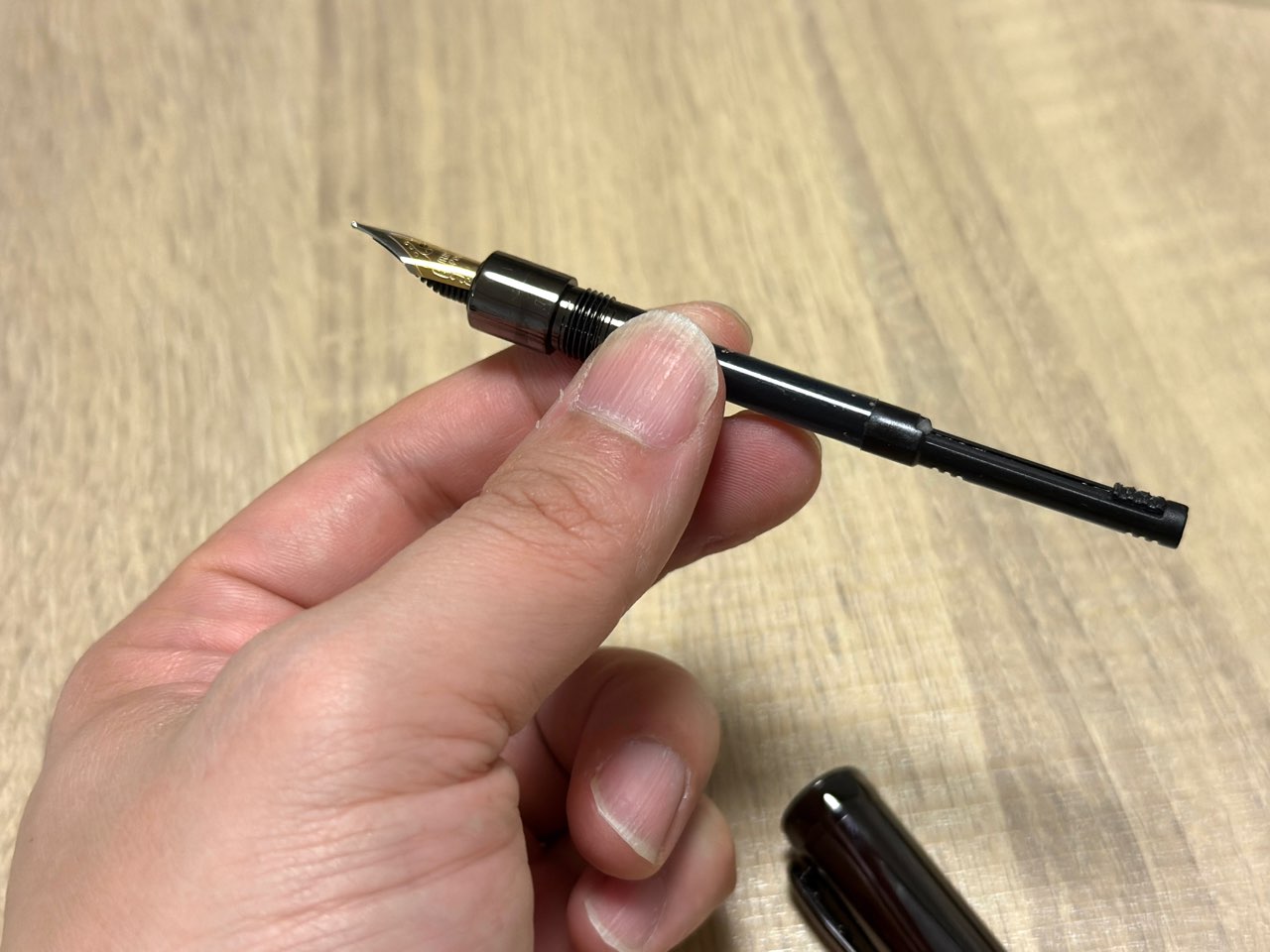 フル充填したインクコンバーターをセットした万年筆