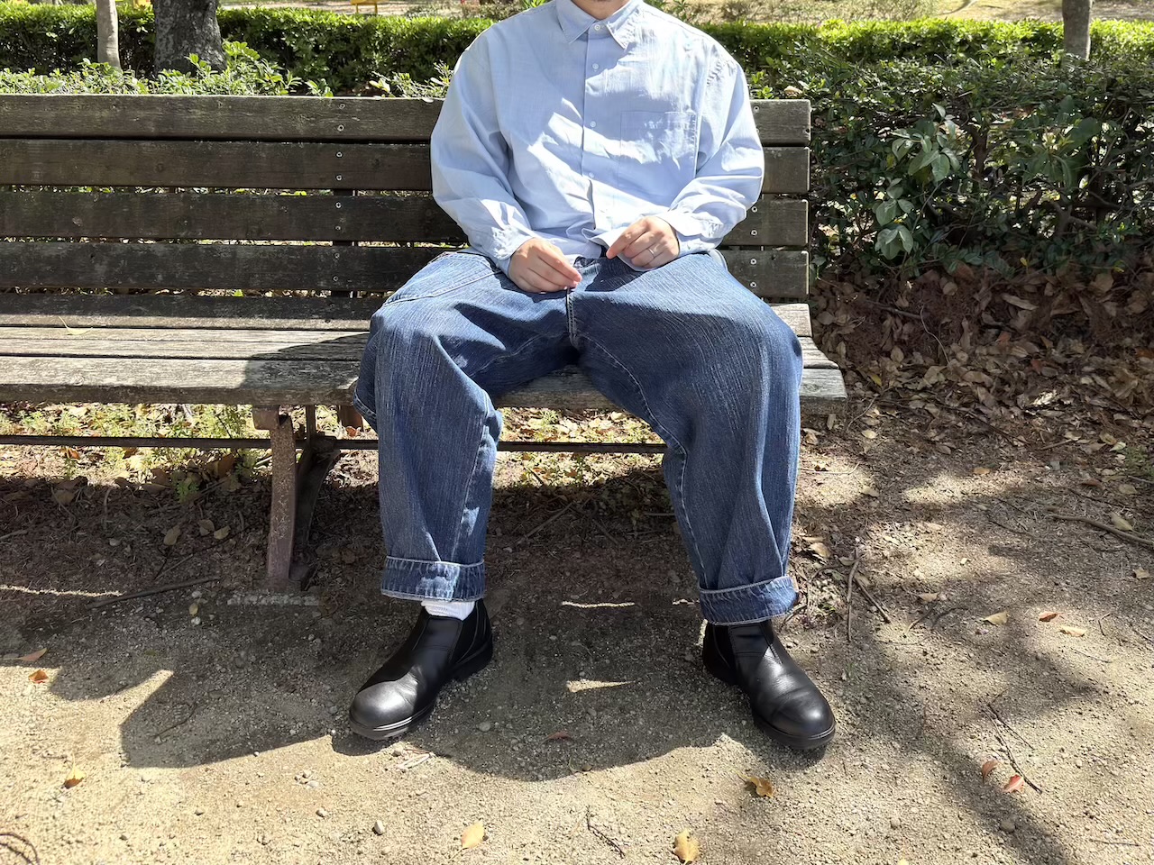 ブロードオーバーサイズシャツの着用図