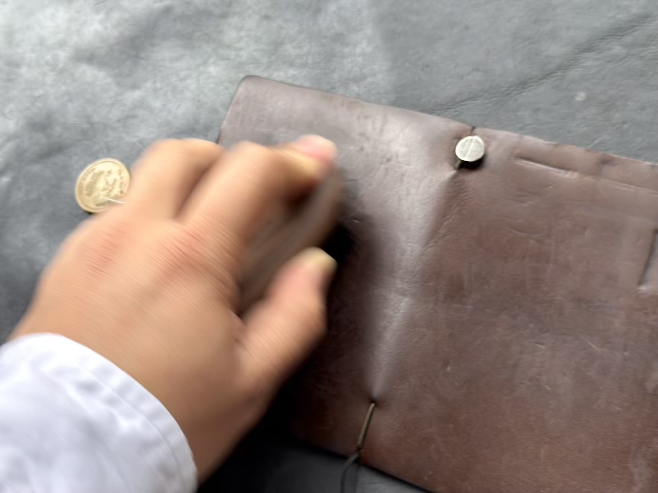 ブラッシング中のトラベラーズノート